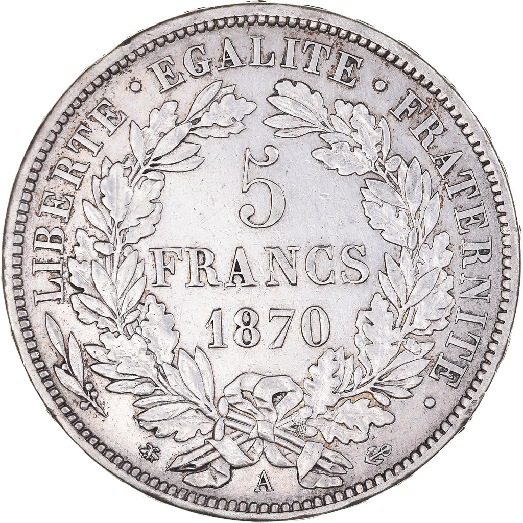 Münze, Frankreich, Cérès, 5 Francs, 1870, Paris, SS, Silber, KM:819