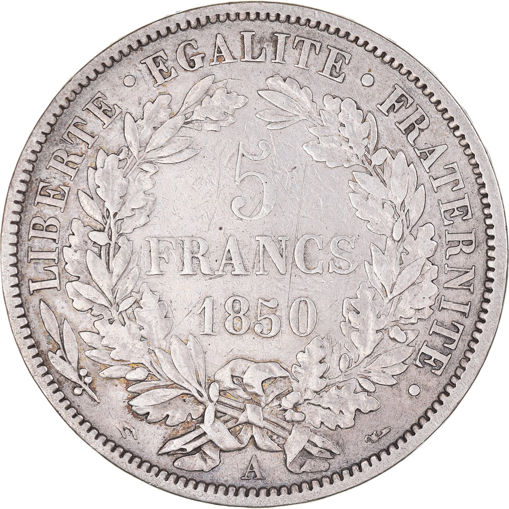 Münze, Frankreich, Cérès, 5 Francs, 1850, Paris, S+, Silber, KM:761.1