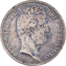 Moneta, Francia, Louis-Philippe, 5 Francs, 1830, Paris, MB, Argento, KM:735.1