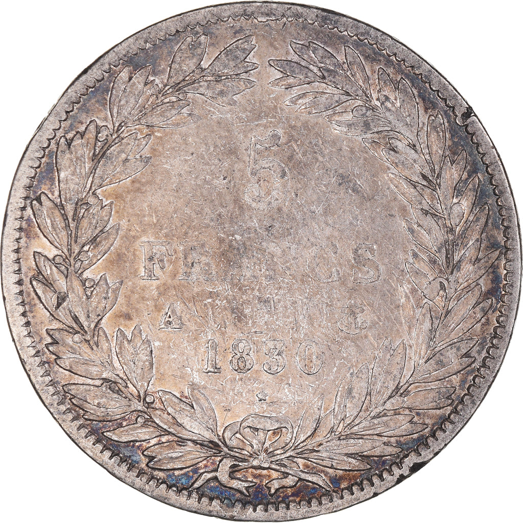 Moneta, Francia, Louis-Philippe, 5 Francs, 1830, Paris, MB, Argento, KM:735.1