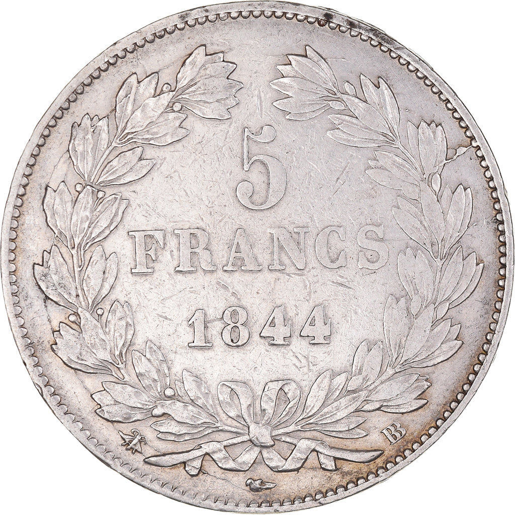 Coin, France, Louis-Philippe, 5 Francs, 1844, Strasbourg, VF(30-35), Silver