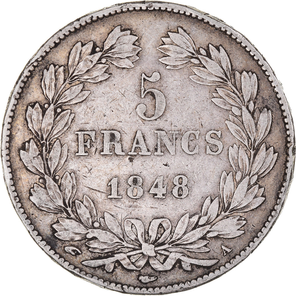 Münze, Frankreich, Louis-Philippe, 5 Francs, 1848, Paris, SS, Silber, KM:749.1