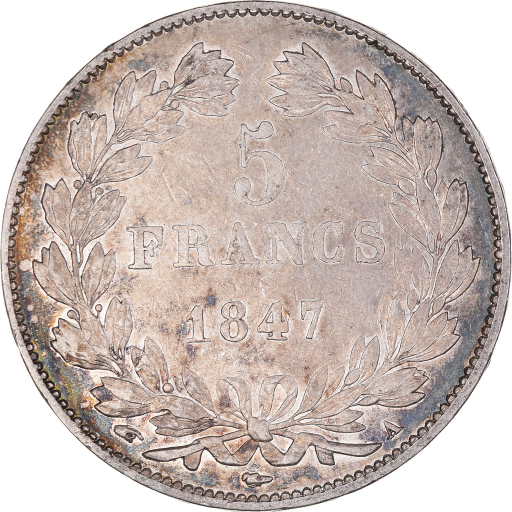 Munten, Frankrijk, Louis-Philippe, 5 Francs, 1847, Paris, ZF, Zilver, KM:749.1