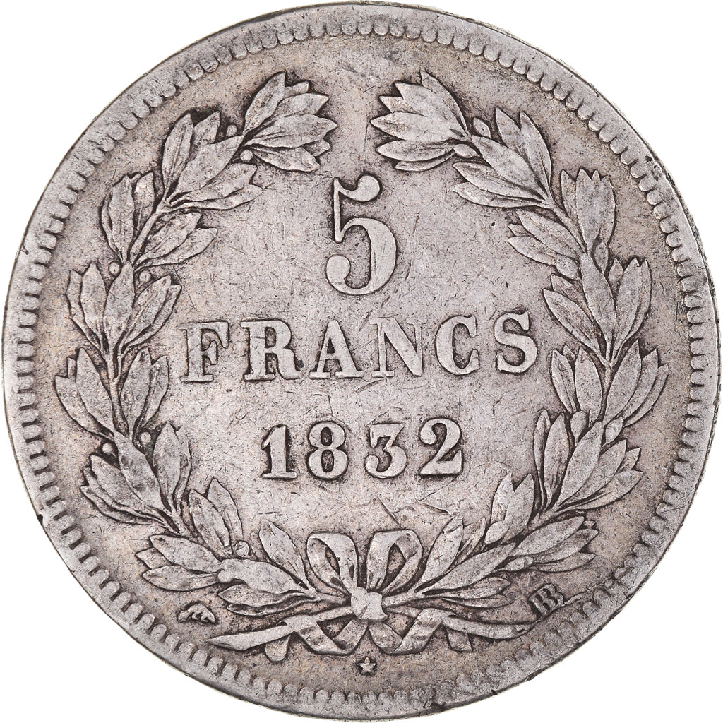 Munten, Frankrijk, Louis-Philippe, 5 Francs, 1832, Strasbourg, FR+, Zilver