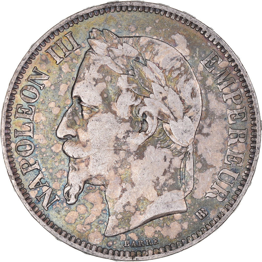 Moeda, França, Napoléon III, 5 Francs, 1869, Strasbourg, VF(30-35), Prata
