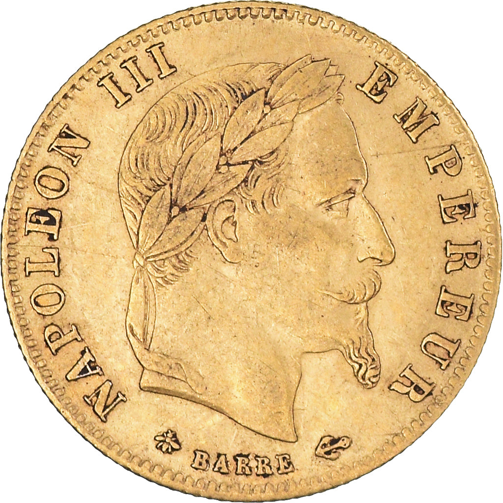 Moneda, Francia, Napoleon III, Napoléon III, 5 Francs, 1865, Paris, MBC+, Oro