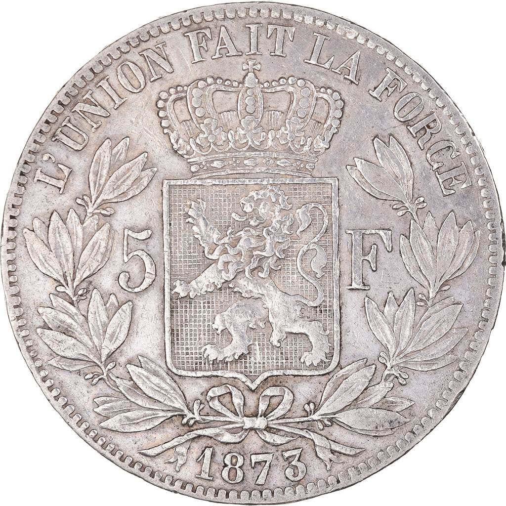 Coin, Belgium, Leopold II, 5 Francs, 5 Frank, 1873, EF(40-45), Silver, KM:24