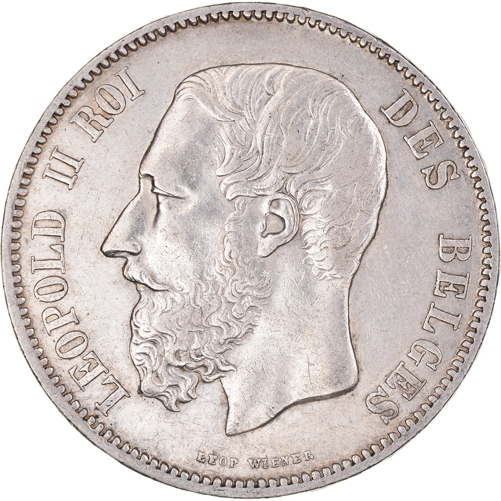 Coin, Belgium, Leopold II, 5 Francs, 5 Frank, 1869, Brussels, EF(40-45), Silver