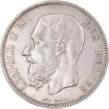 Coin, Belgium, Leopold II, 5 Francs, 5 Frank, 1869, Brussels, EF(40-45), Silver