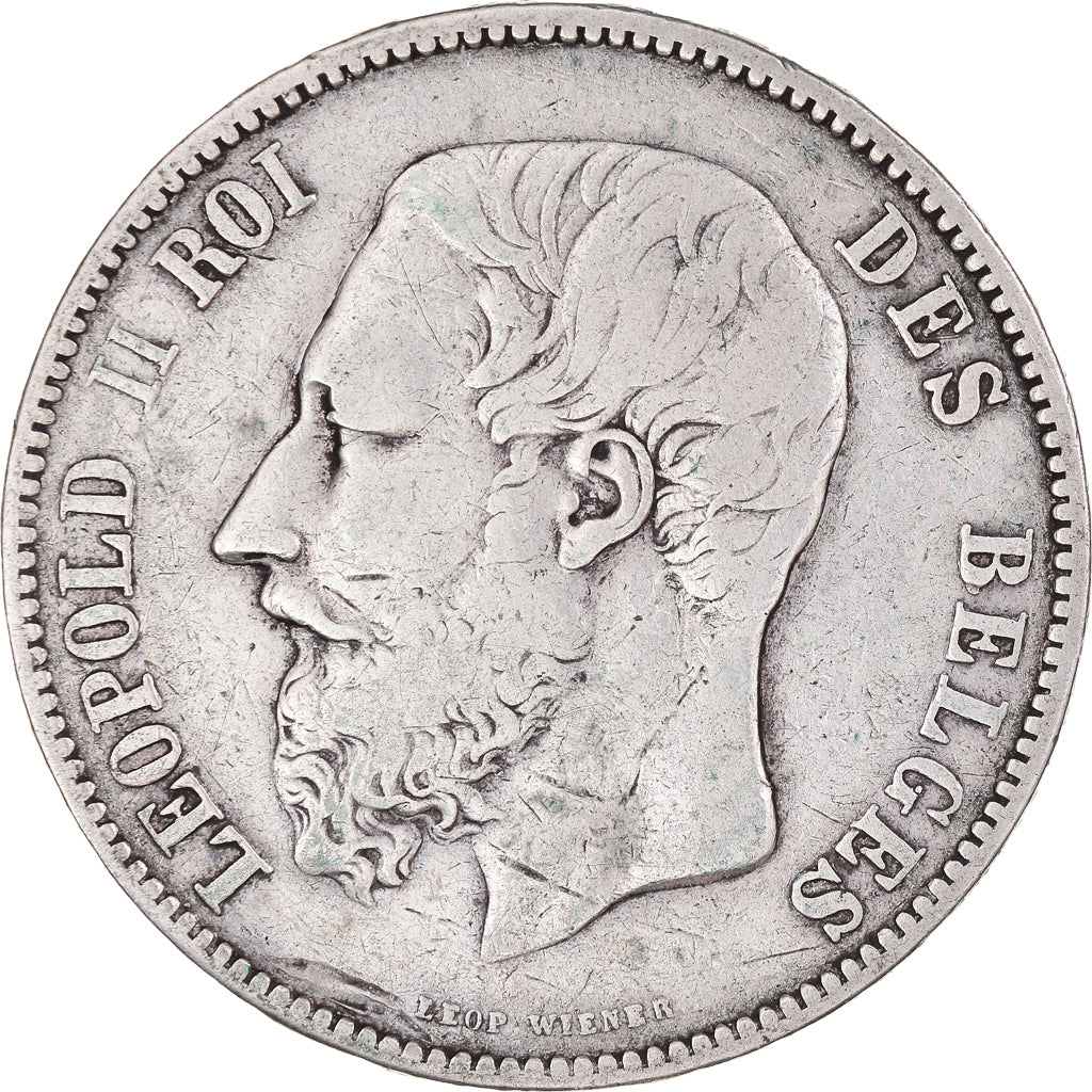 Münze, Belgien, Leopold II, 5 Francs, 5 Frank, 1867, S+, Silber, KM:24