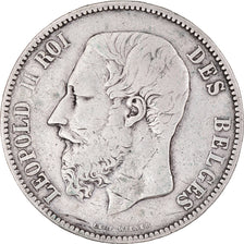 Münze, Belgien, Leopold II, 5 Francs, 5 Frank, 1867, S+, Silber, KM:24