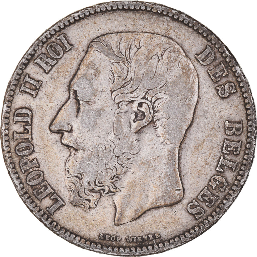 Moneta, Belgio, Leopold II, 5 Francs, 5 Frank, 1868, MB+, Argento, KM:24
