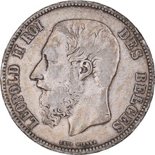 Moneta, Belgio, Leopold II, 5 Francs, 5 Frank, 1868, MB+, Argento, KM:24