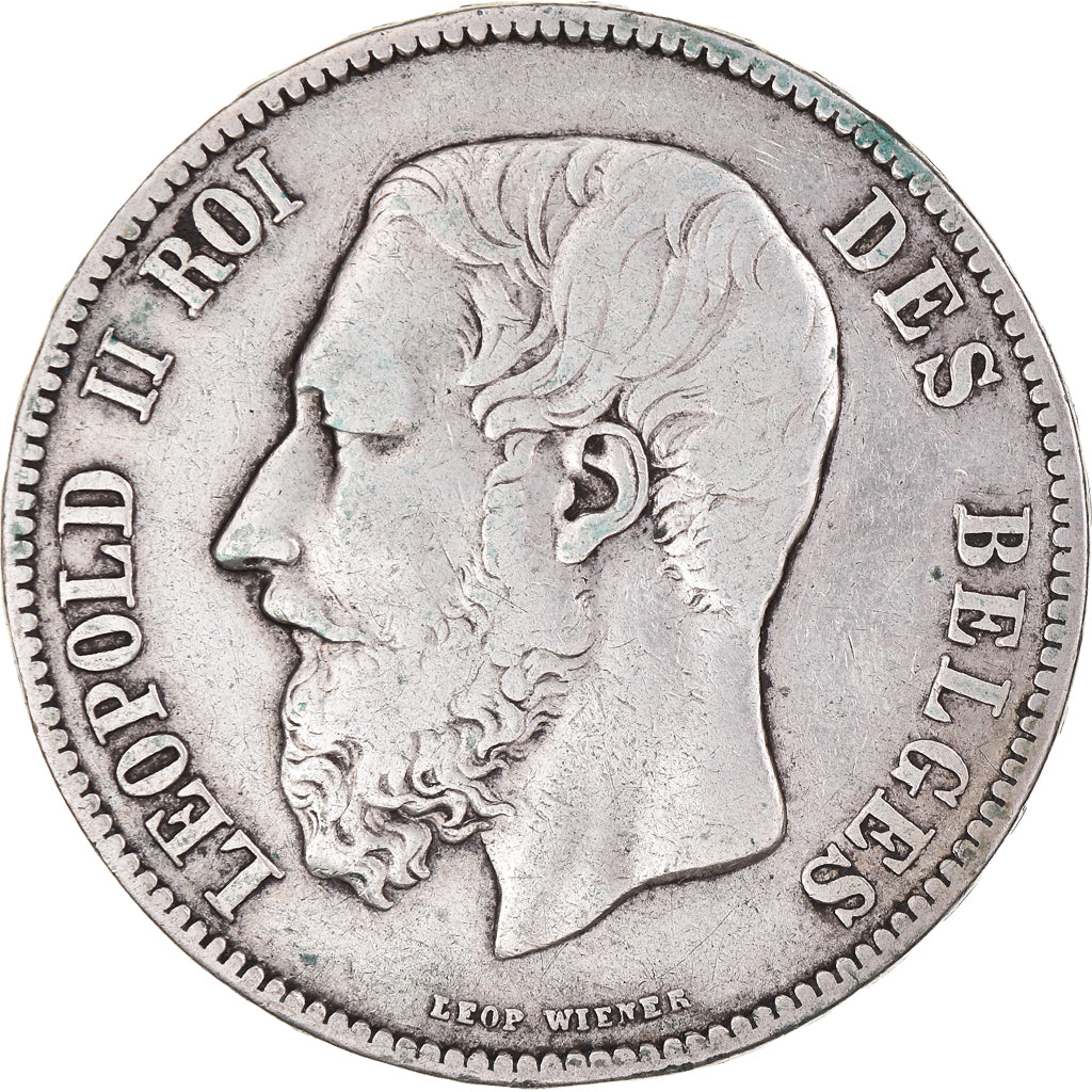 Moeda, Bélgica, Leopold II, 5 Francs, 5 Frank, 1870, Brussels, VF(30-35)