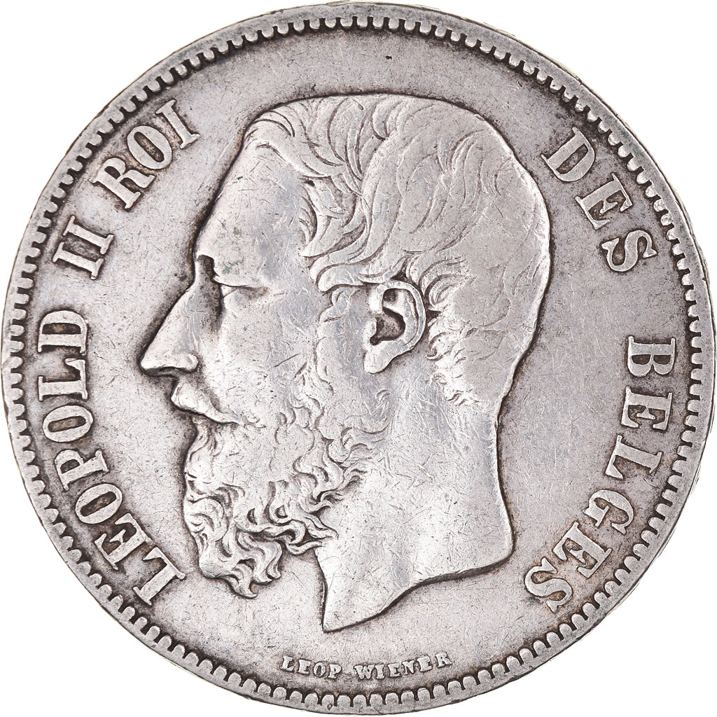 Munten, België, Leopold II, 5 Francs, 5 Frank, 1871, FR+, Zilver, KM:24