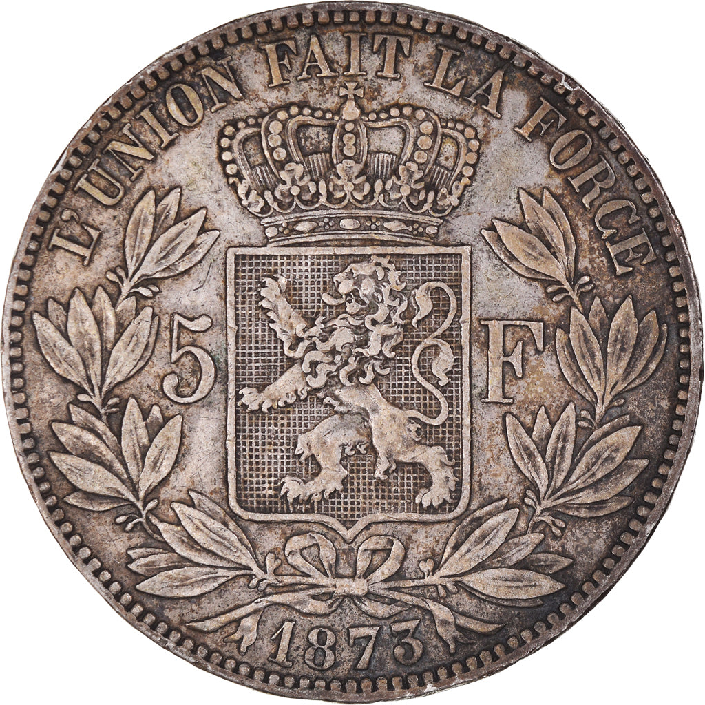 Coin, Belgium, Leopold II, 5 Francs, 5 Frank, 1873, EF(40-45), Silver, KM:24