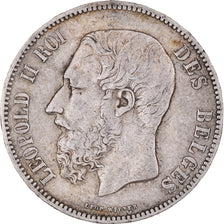 Münze, Belgien, Leopold II, 5 Francs, 5 Frank, 1873, SS, Silber, KM:24