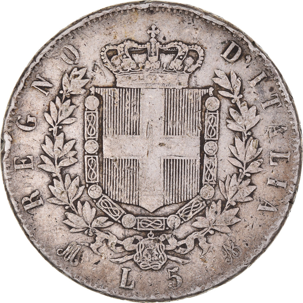 Moneta, Italia, Vittorio Emanuele II, 5 Lire, 1874, Milan, MB, Argento, KM:8.3