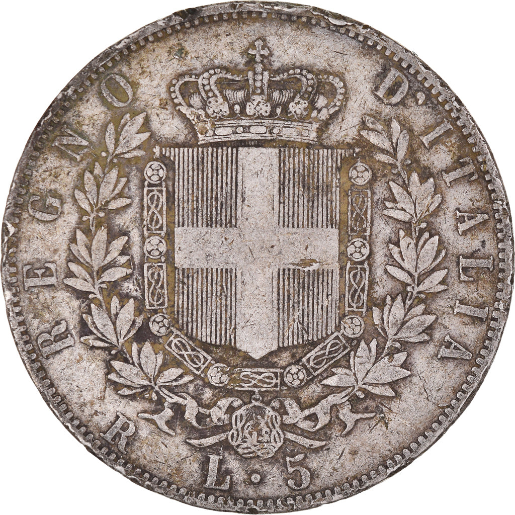 Moneta, Italia, Vittorio Emanuele II, 5 Lire, 1871, Milan, MB+, Argento, KM:8.3