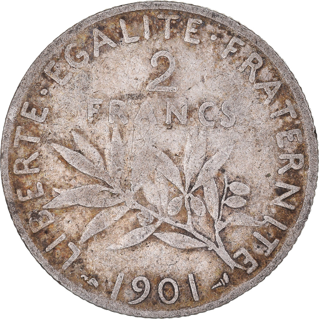 Coin, France, Semeuse, 2 Francs, 1901, Paris, VF(30-35), Silver, KM:845.1
