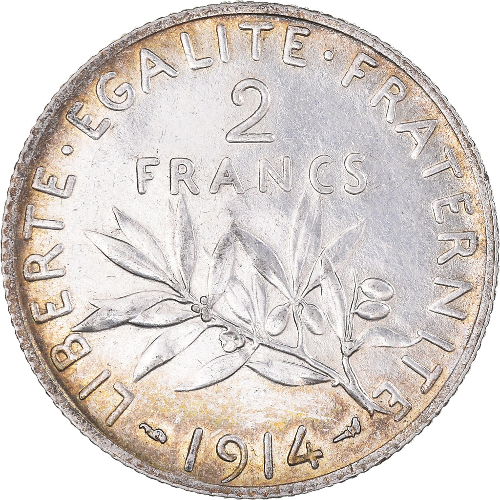 Coin, France, Semeuse, 2 Francs, 1914, Paris, AU(55-58), Silver, KM:845.1