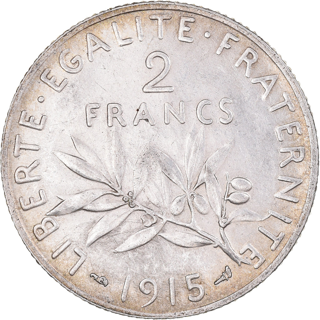 Coin, France, Semeuse, 2 Francs, 1915, Paris, AU(55-58), Silver, KM:845.1, Le