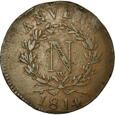 Munten, FRANSE STATEN, ANTWERP, 10 Centimes, 1814, Antwerp, ZF, Bronze