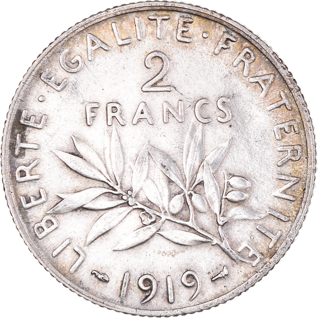 Coin, France, Semeuse, 2 Francs, 1919, Paris, AU(55-58), Silver, KM:845.1