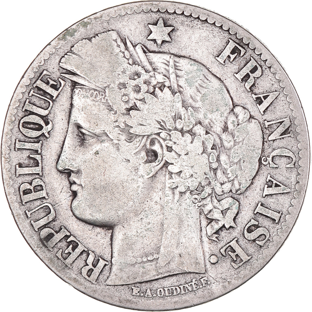 Münze, Frankreich, Cérès, 2 Francs, 1871, Bordeaux, S+, Silber, KM:817.2