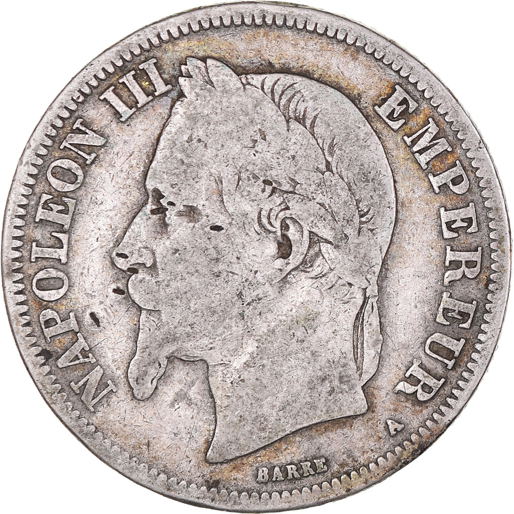 Münze, Frankreich, Napoléon III, 2 Francs, 1870, Paris, SGE+, Silber