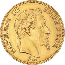 Moeda, França, Napoleon III, 100 Francs, 1869, Strasbourg, AU(50-53), Dourado