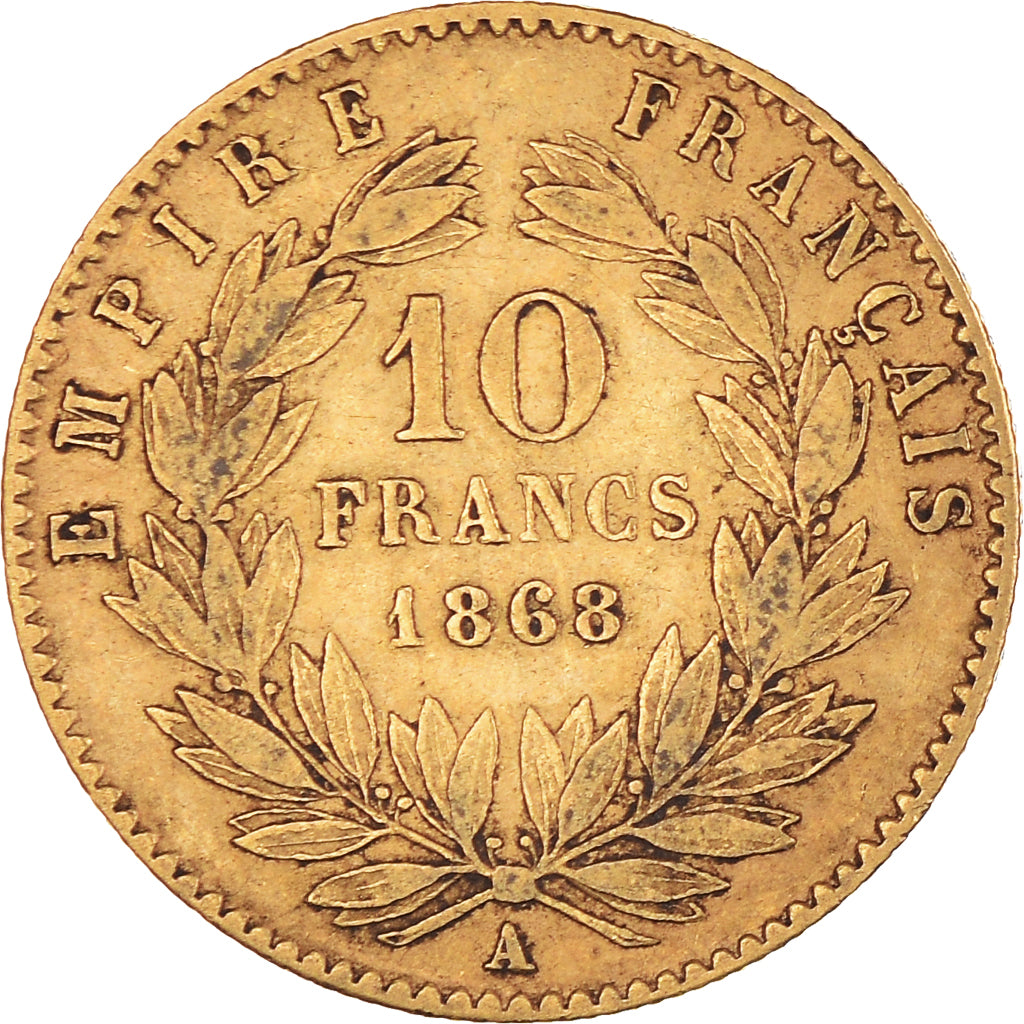 Coin, France, Napoleon III, 10 Francs, 1868, Paris, VF(30-35), Gold, KM:800.1