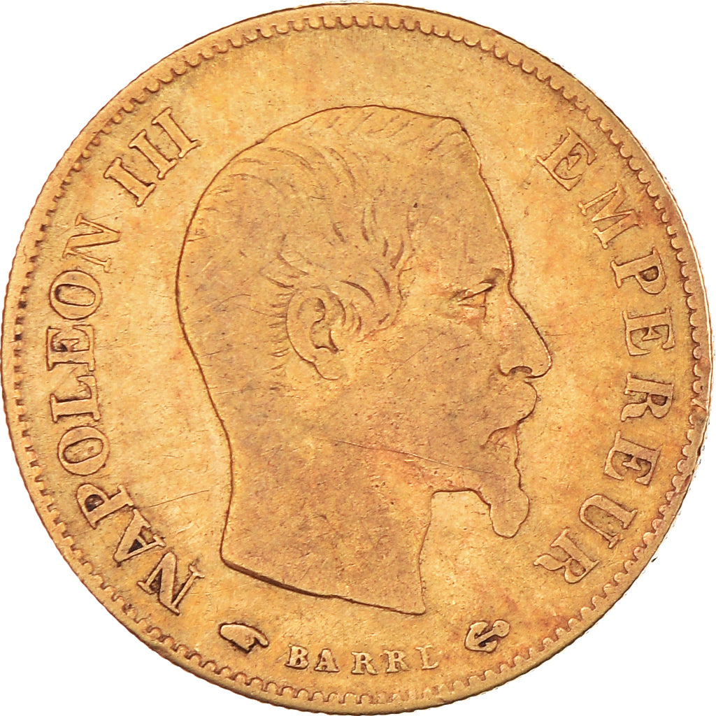 Munten, Frankrijk, Napoléon III, 10 Francs, 1858, Paris, FR+, Goud, KM:784.3