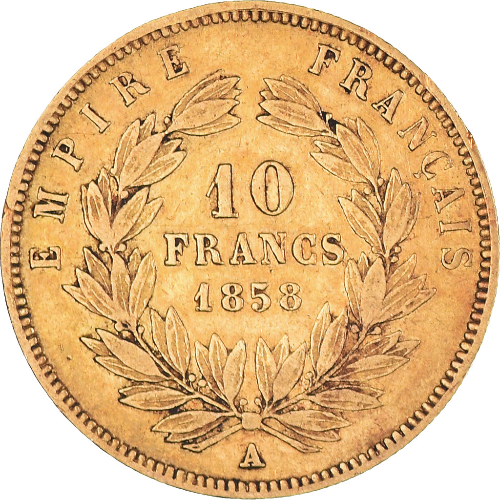 Munten, Frankrijk, Napoléon III, 10 Francs, 1858, Paris, FR+, Goud, KM:784.3