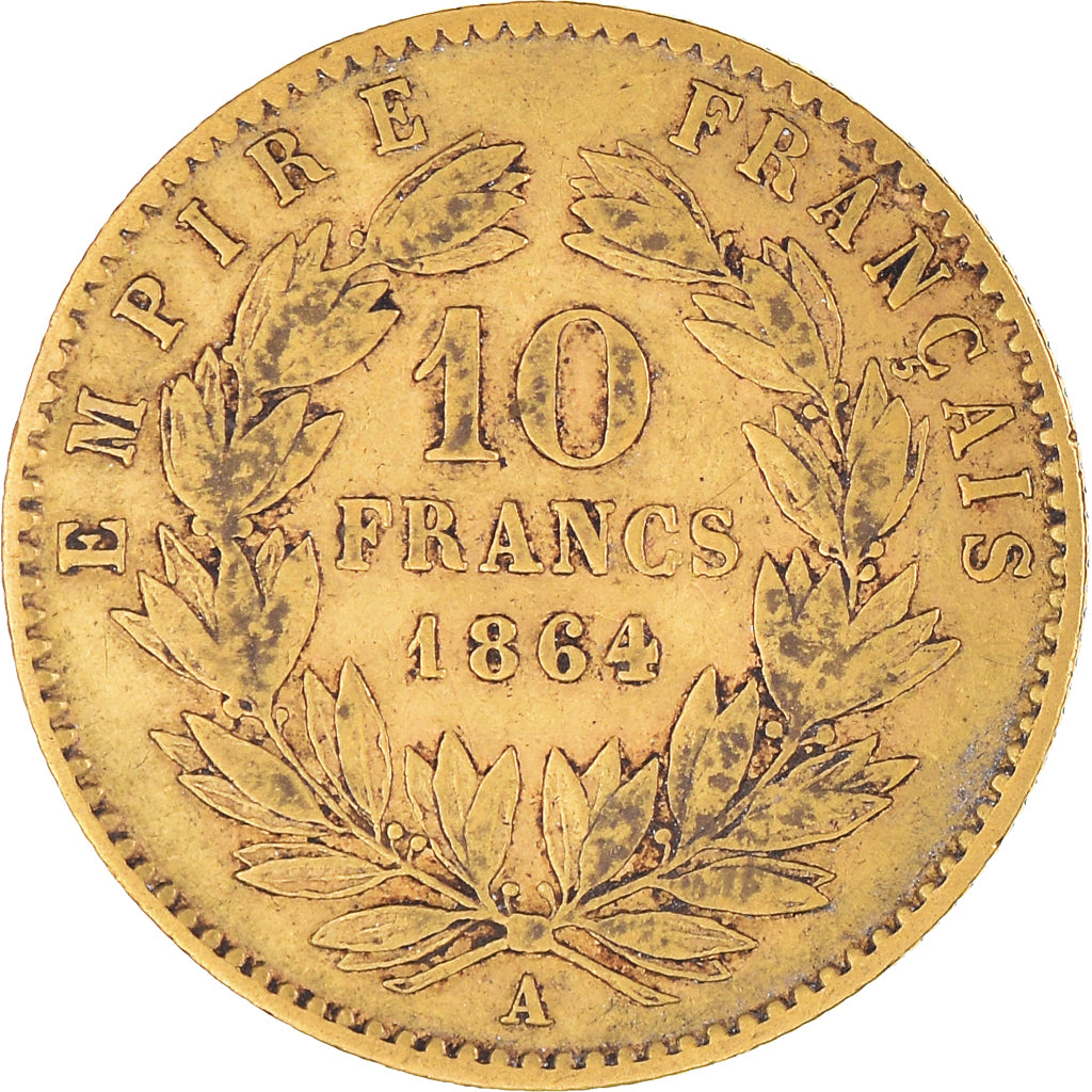 Münze, Frankreich, Napoleon III, 10 Francs, 1864, Paris, S+, Gold, KM:800.1