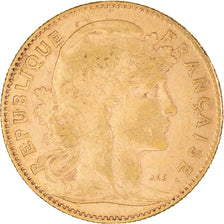 Moneta, Francia, Marianne, 10 Francs, 1910, Paris, Coq, BB+, Oro, KM:846