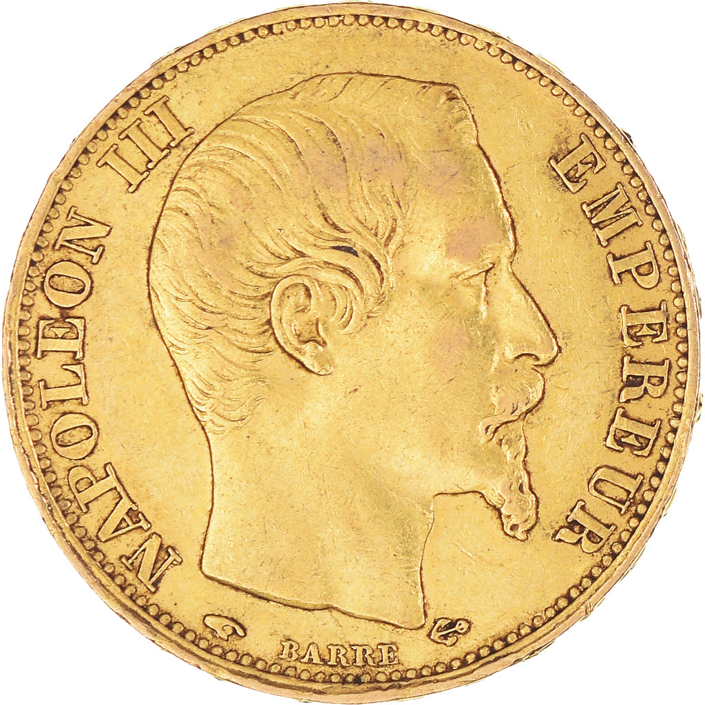 Coin, France, Napoleon III, 20 Francs, 1858, Paris, AU(50-53), Gold, KM:781.1