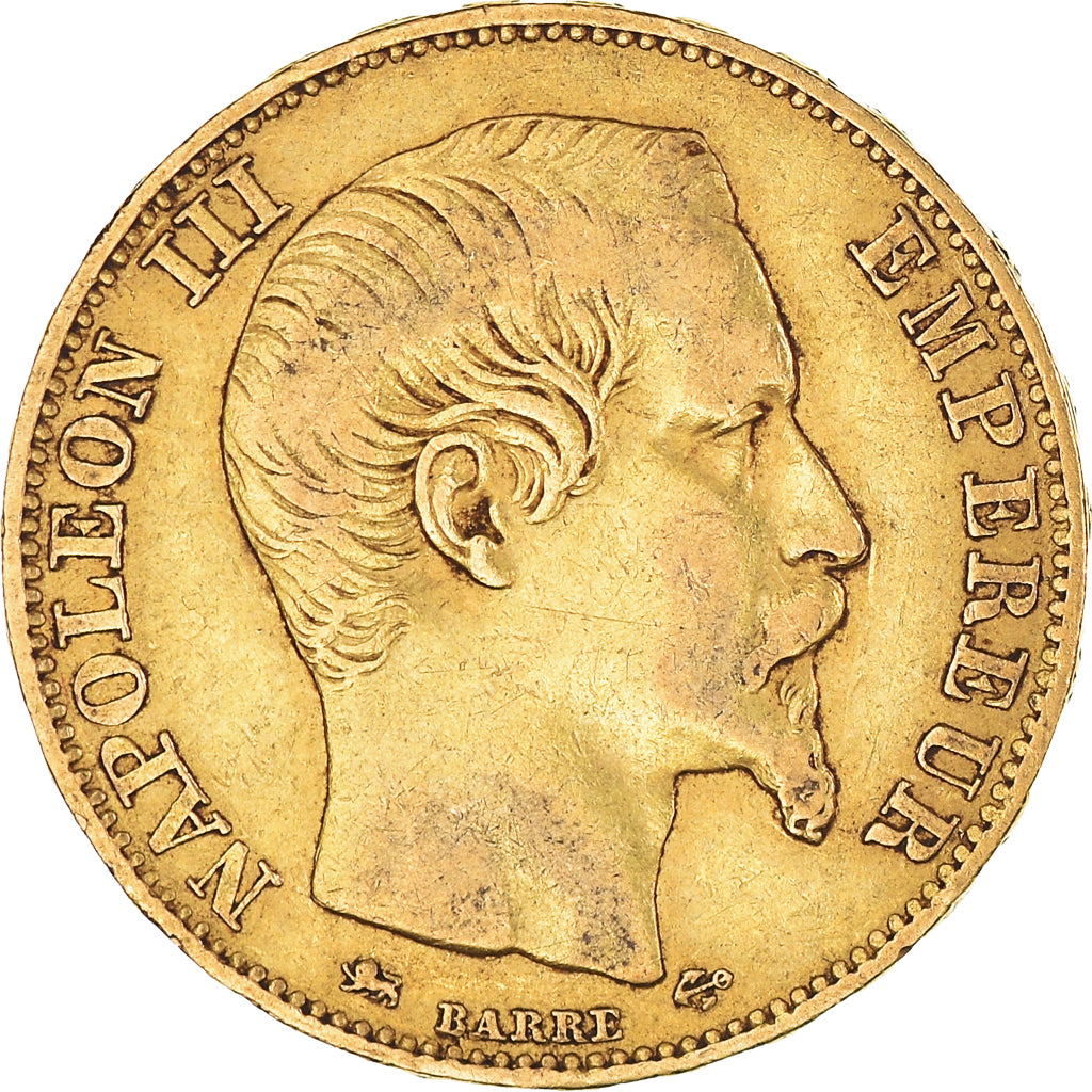 Munten, Frankrijk, Napoleon III, Napoléon III, 20 Francs, 1855, Lyon, ZF, Goud
