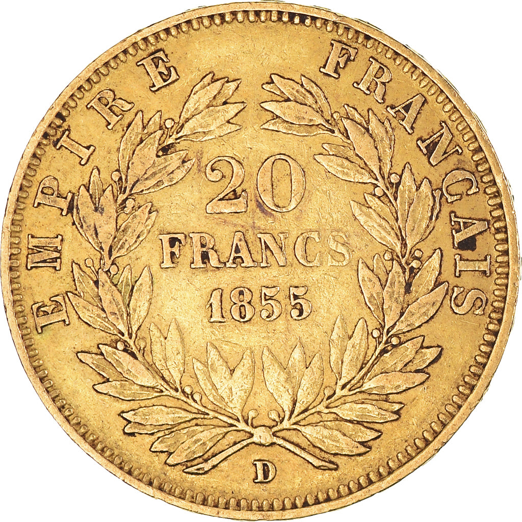 Munten, Frankrijk, Napoleon III, Napoléon III, 20 Francs, 1855, Lyon, ZF, Goud