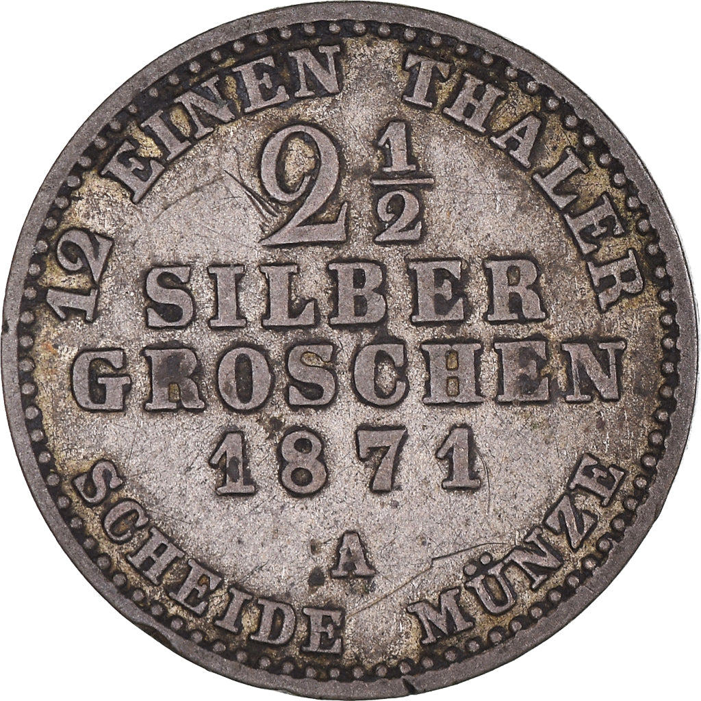 Munten, Duitse staten, PRUSSIA, Wilhelm I, 2-1/2 Silber Groschen, 1871, Berlin