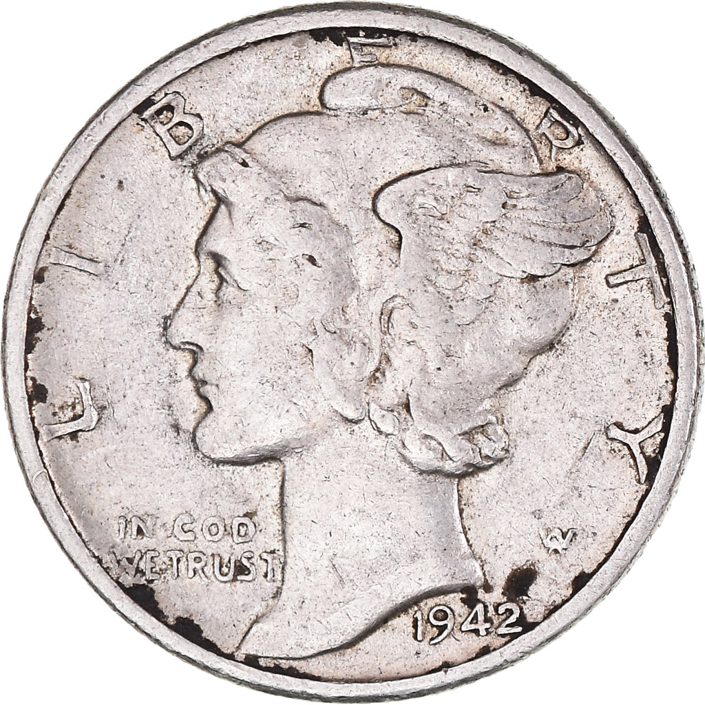 Monnaie, États-Unis, Mercury, Dime, 1942, Philadelphie, TTB, Argent, KM:140