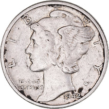 Monnaie, États-Unis, Mercury, Dime, 1942, Philadelphie, TTB, Argent, KM:140