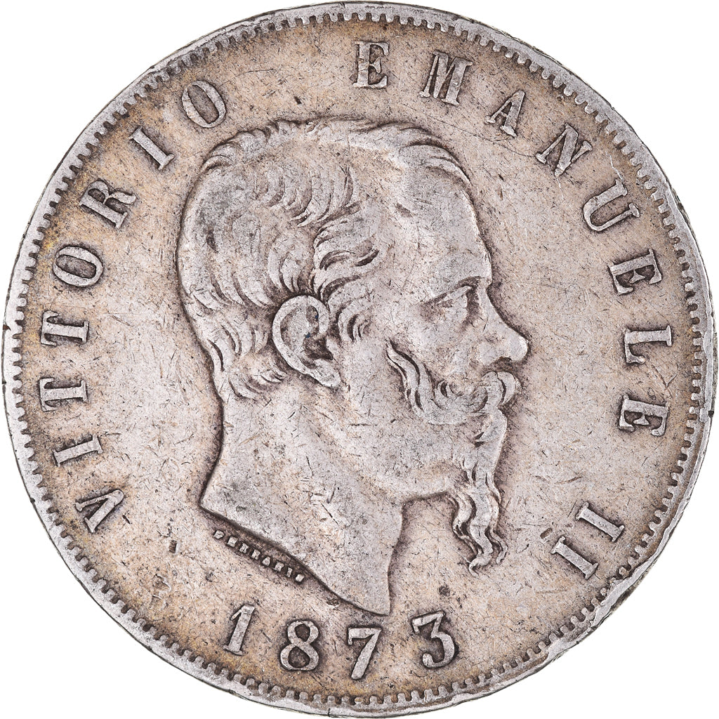 Coin, Italy, Vittorio Emanuele II, 5 Lire, 1873, Milan, VF(30-35), Silver