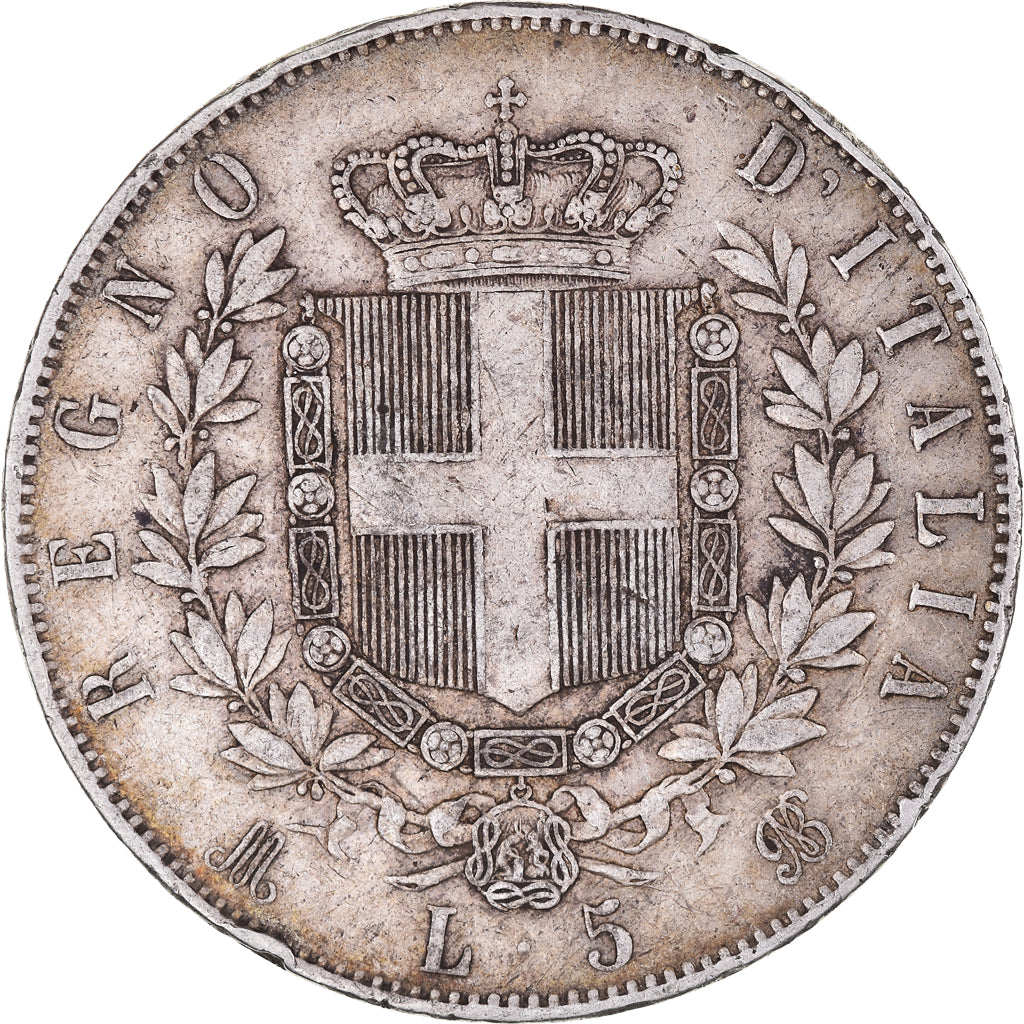 Coin, Italy, Vittorio Emanuele II, 5 Lire, 1873, Milan, VF(30-35), Silver