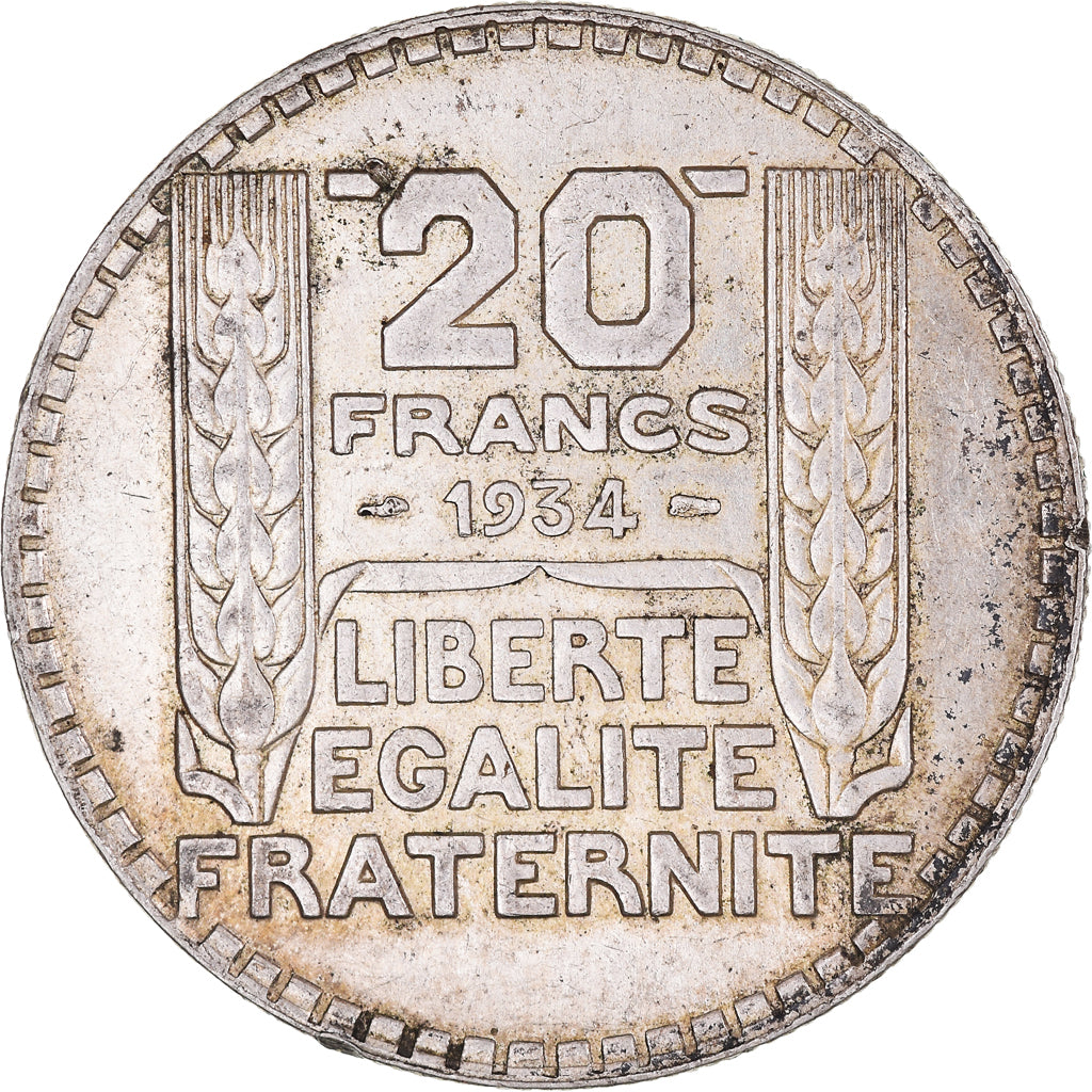 Munten, Frankrijk, Turin, 20 Francs, 1934, Paris, ZF+, Zilver, KM:879