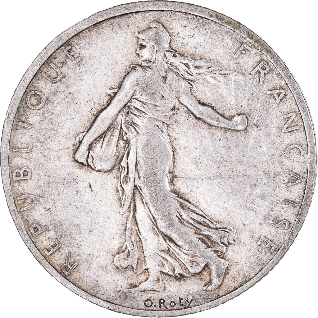 Moneta, Francia, Semeuse, 2 Francs, 1908, Paris, MB+, Argento, KM:845.1