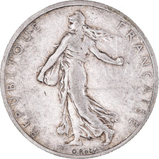 Moneta, Francia, Semeuse, 2 Francs, 1908, Paris, MB+, Argento, KM:845.1