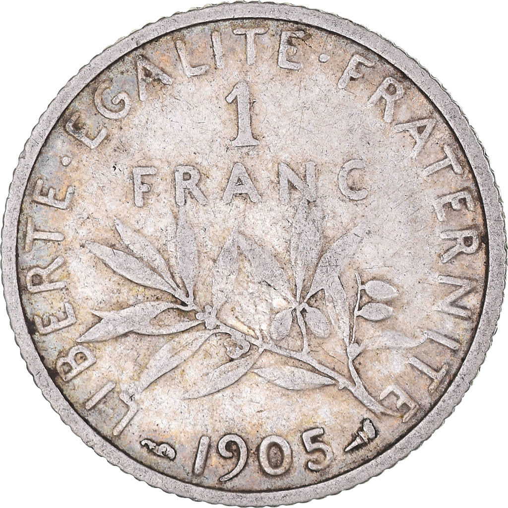 Moneta, Francia, Semeuse, Franc, 1905, Paris, MB+, Argento, KM:844.1