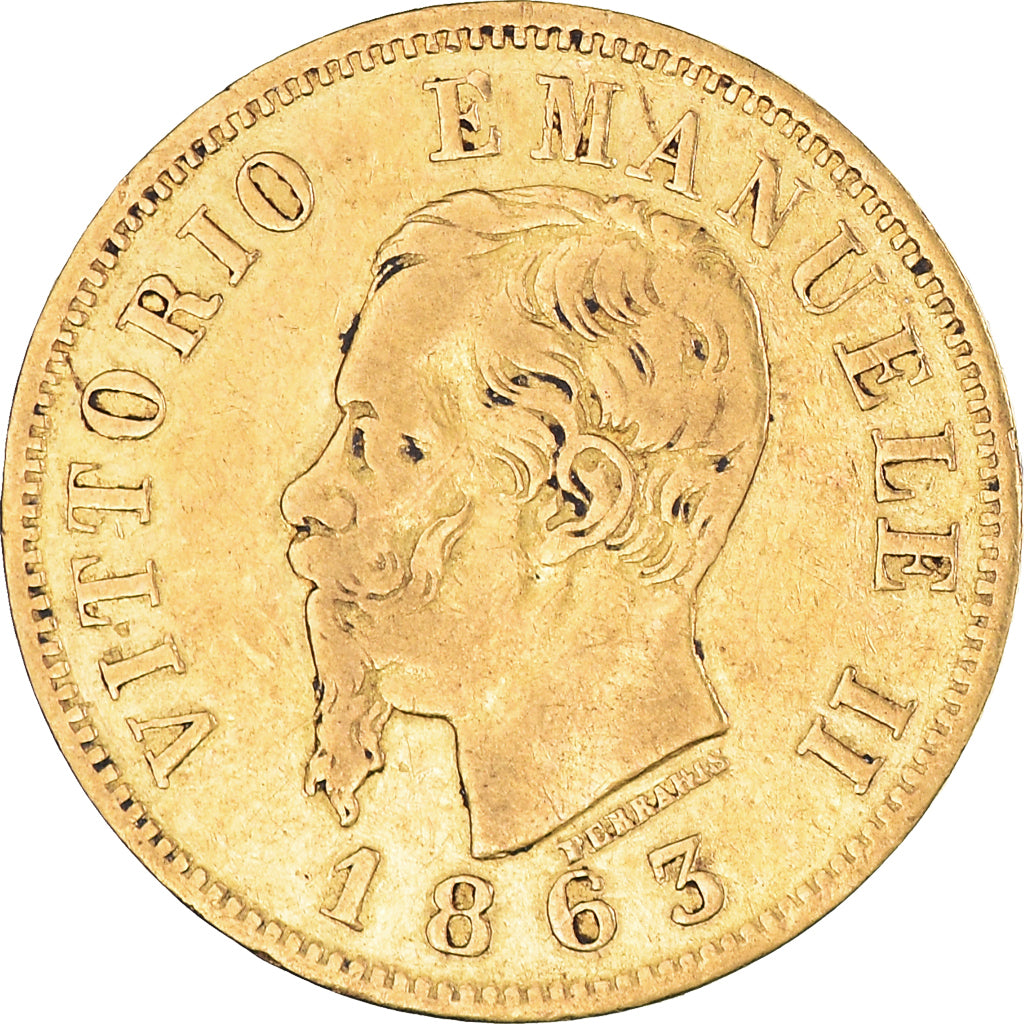 Münze, Italien, Vittorio Emanuele II, 10 Lire, 1863, Torino, SS, Gold, KM:9.3