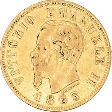 Münze, Italien, Vittorio Emanuele II, 10 Lire, 1863, Torino, SS, Gold, KM:9.3